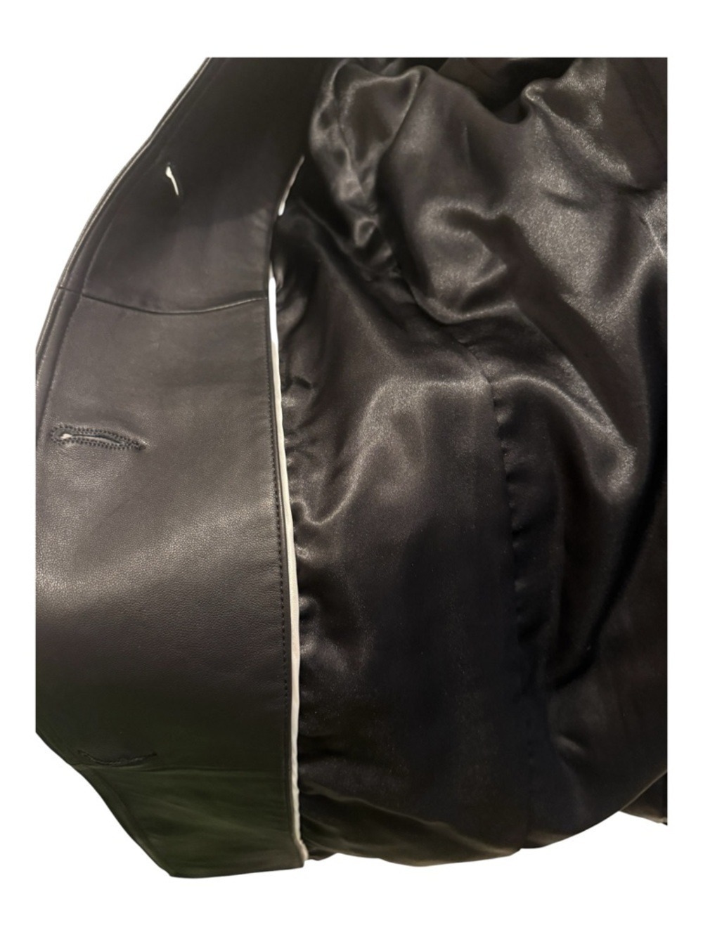 Tahari Black 100% Genuine Leather Trench Coat Belted XXL. Like New! - Picture 7 of 11